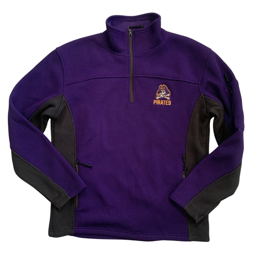 Colosseum Men's Size M ECU East Carolina Pirates 1/4 Zip Waffle Sweater Jacket